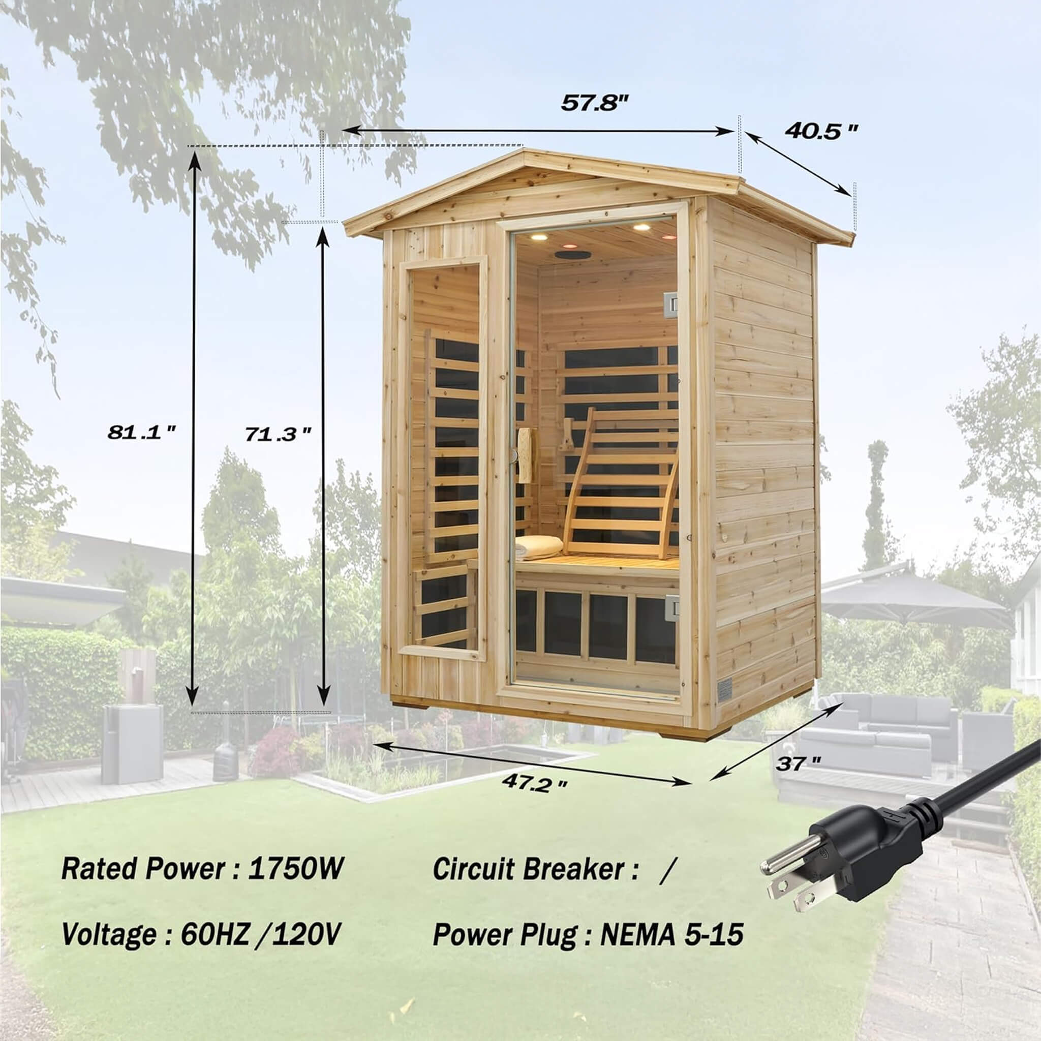 Luxury 2-Person Outdoor Low EMF Hemlock Infrared Sauna